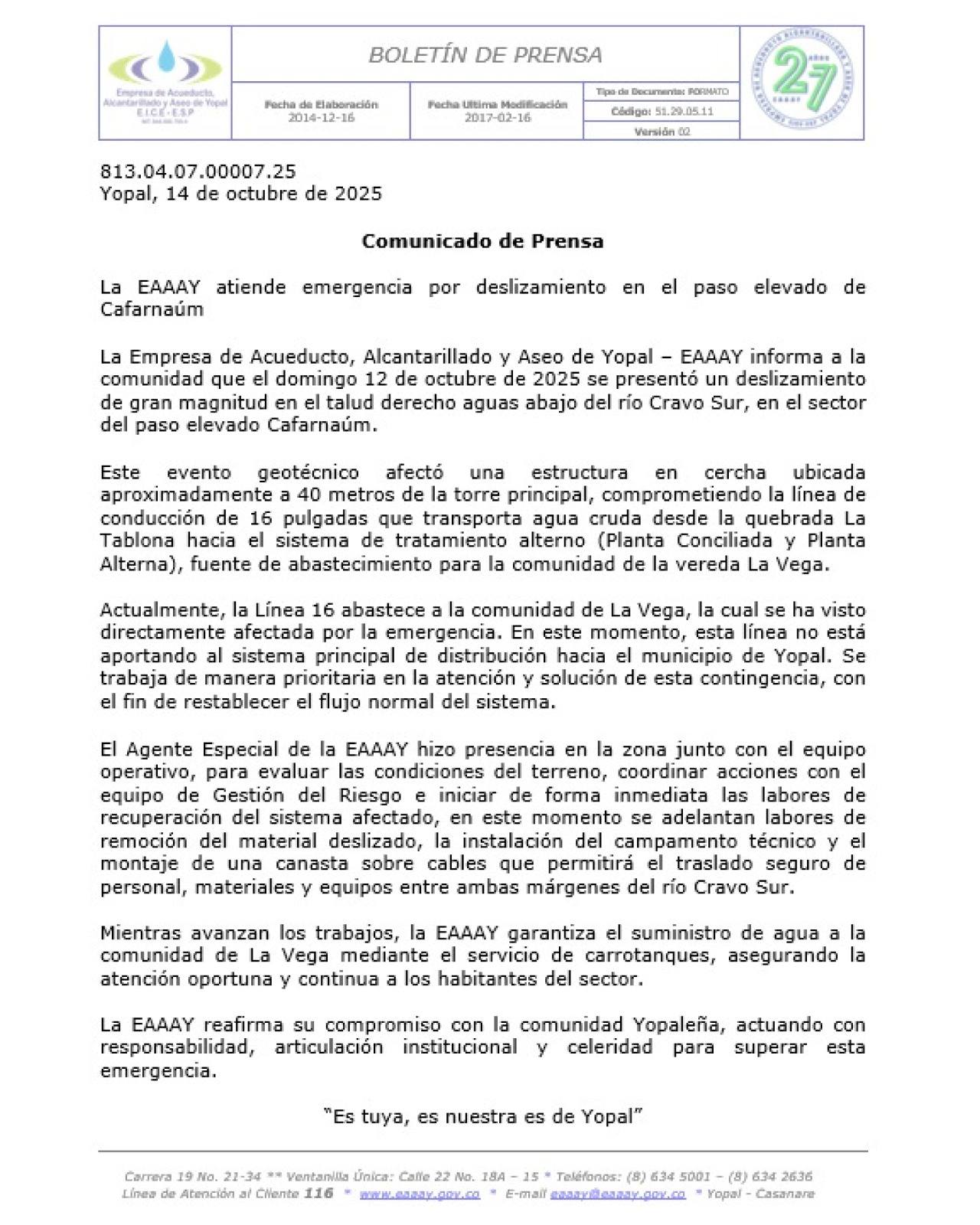 🚨 La EAAAY atiende emergencia por deslizamiento en el paso elevado de Cafarnaúm 🌧️ 