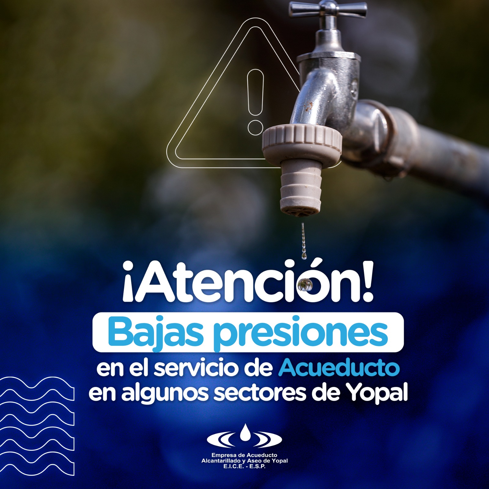 EAAAY informa a la ciudadanía sobre bajas presiones en el servicio de agua potable y hace llamado al uso eficiente del recurso