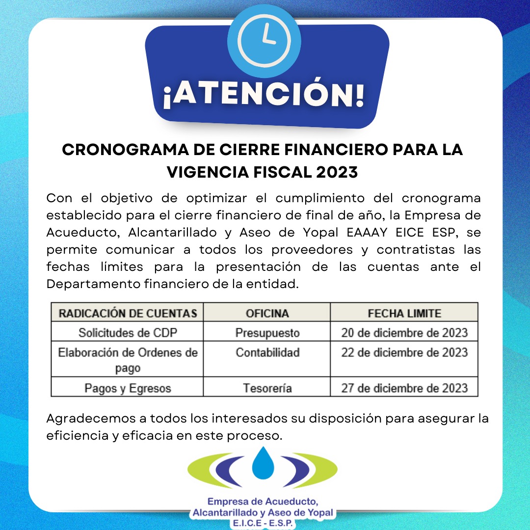 Cronograma de Cierre Financiero